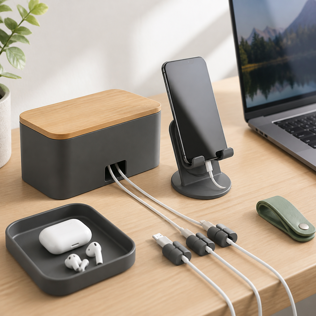 KAKIWA desktop cable and charging station organizer